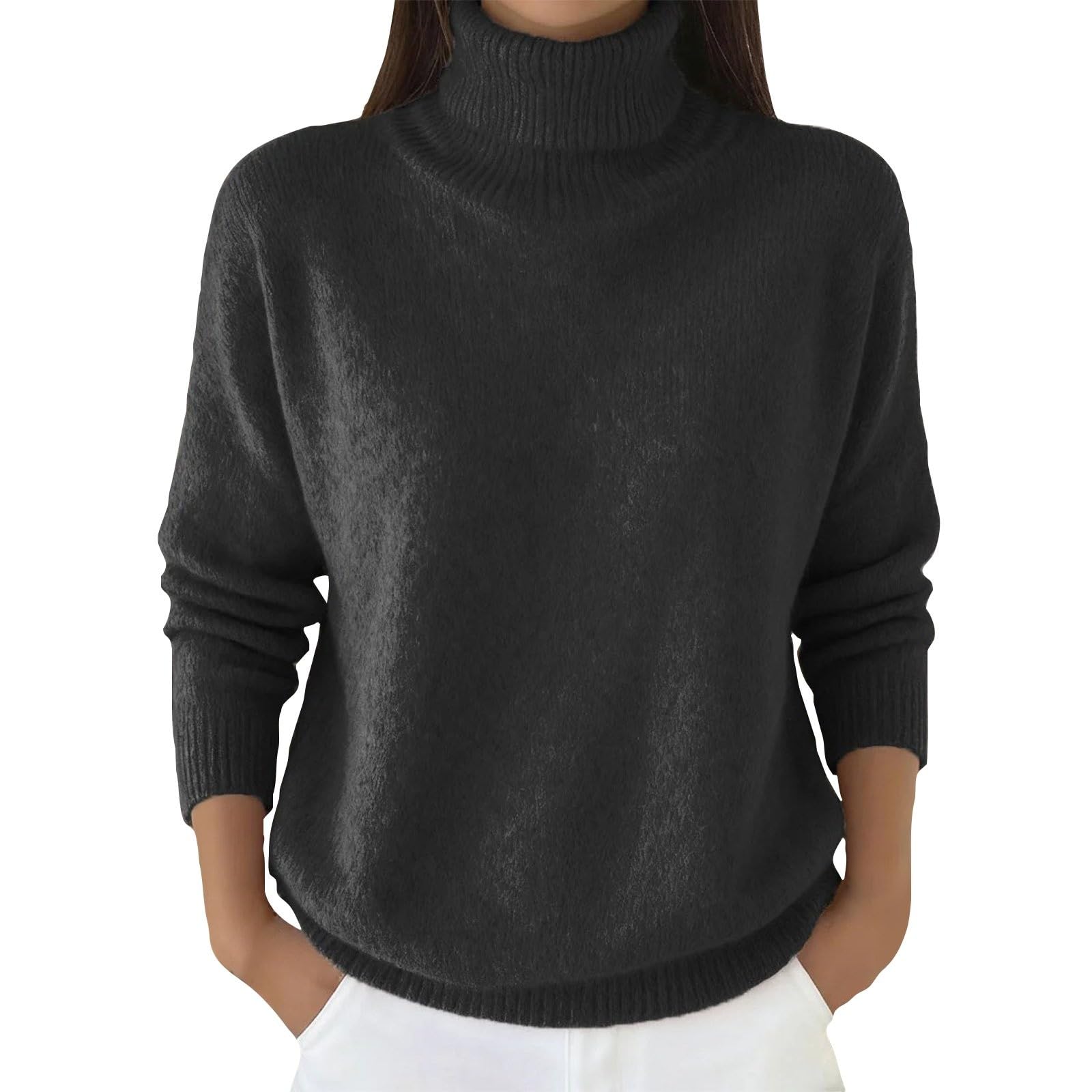 Cashmere Sweaters for Women Turtleneck Oversized Fall Winter Long Sleeve Soft Pullover Sweater 2025 Loose Casual Tops