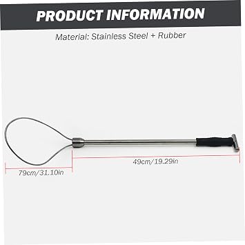 Animal Catch Pole Stainless Steel 19in Dog Catcher Pole with Adjustable Loop, Straight Strong Load Catch Animal Control for Farm