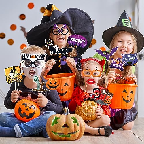 Happy Halloween Photo Booth Props - 38 Pcs Trick or Treat Halloween Photo Props Set, Spooky Funny Creepy Boo Pumpkin Bats Witch Hat Picture Props for Helloween Party Supplies Decorations Photography - image 6