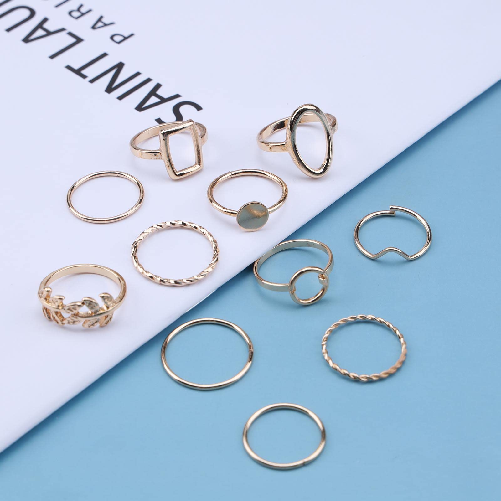 Allereya Set di anelli per nocche Boho impilabili in oro anelli per dita a cerchio retrò metà aperti anelli midi anelli geometrici anelli da mano accessori per donne e ragazze adolescenti