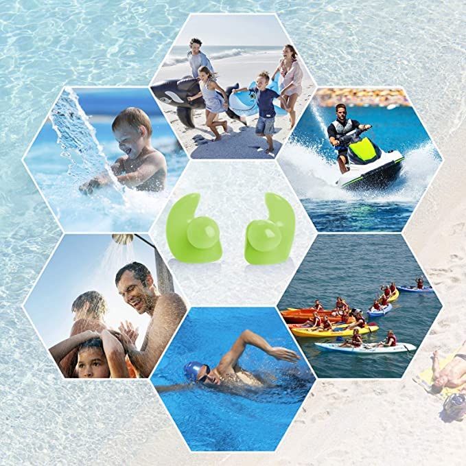 Image of Soft Silicone Waterproof Ear Plugs for Swimming | Reusable Swim Ear Protection for Adults & Kids | Comfortable Anti-Leak Design for Bathing, Diving, Surfing, Shower & Water Sports with Storage Case