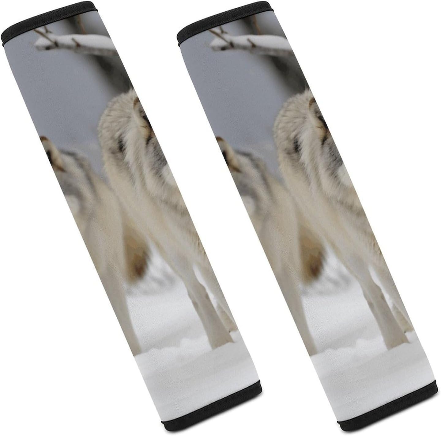2 PCS Super Soft Car Seat Belt Pad, Cute Two Wolves Walking in The Snow Printed Waterproof Sweat-Absorbing Seat Belt Covers Backpack Shoulder Pad for All Car Seats Baby Strollers