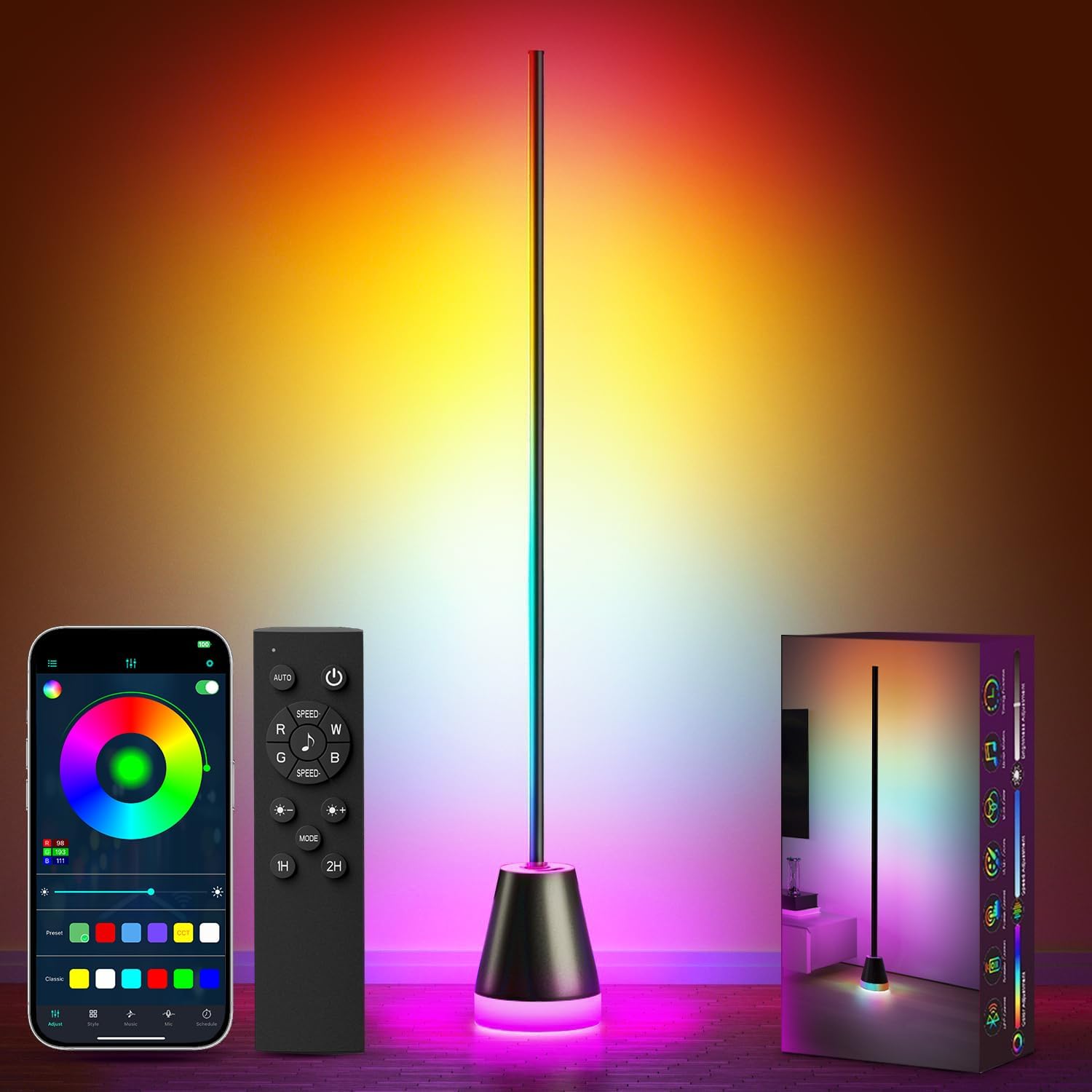 Keepsmile Smart RGB LED Corner Floor Lamp