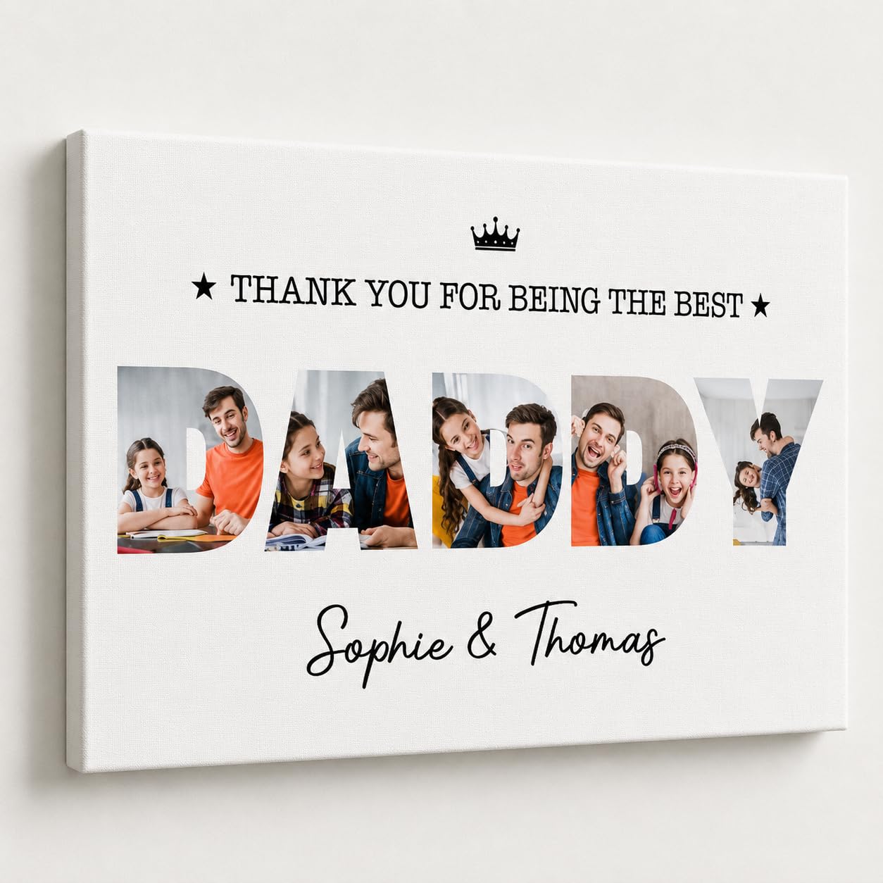 Star Online Personalised Father's Day Photo Canvas Print, Gift for Daddy from Son Daughter Thank You For Being The Best Daddy Keepsake, Birthday Present