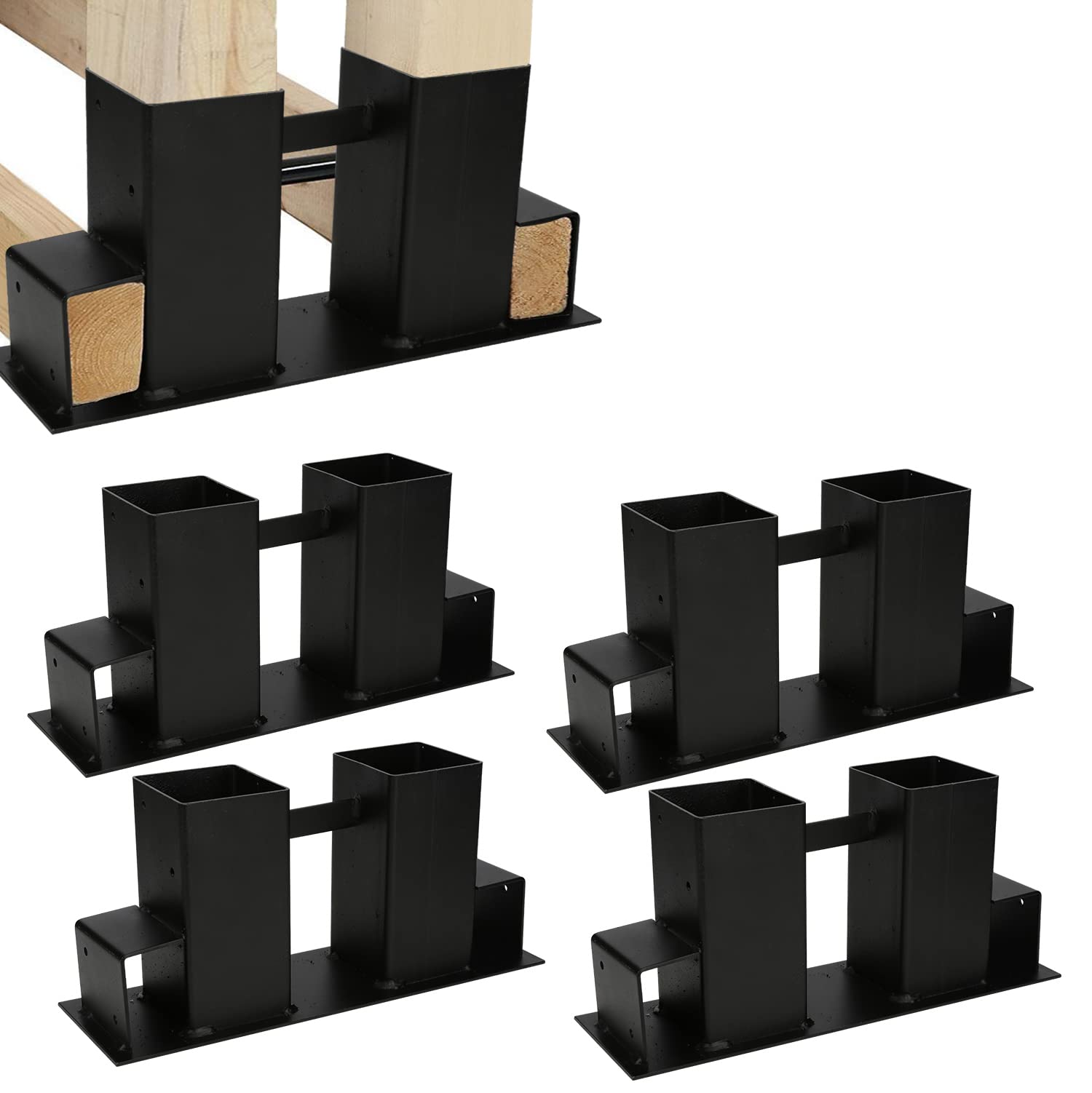 4er Set Holzstapelhilfe, Stabile Brennholz-Stapelhilfe, Schwarz Holzstapelhalter Kaminholzhalter Kaminholzregal Für Innen und Außen