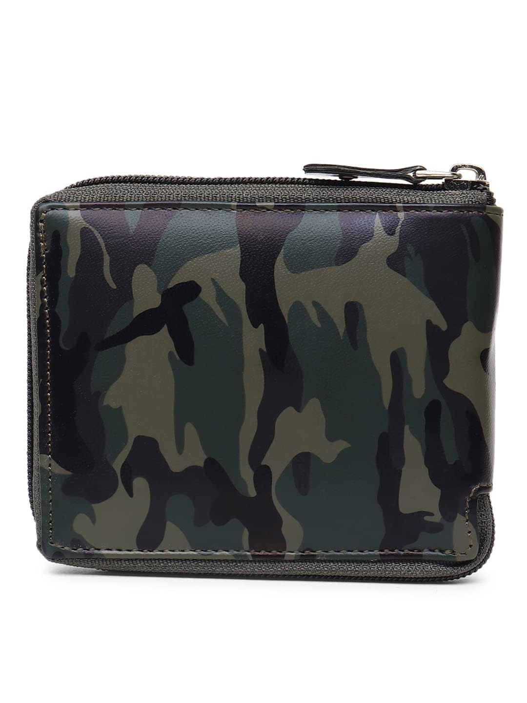 DELCY Camouflage Print Zip Around Artificial Leather Wallet (3 Card Slots) Slim Wallet Leather Bifold Wallets As Nice Gifts for Birthday, Anniversary and Graduation, Army, Bifold Army,-image-30