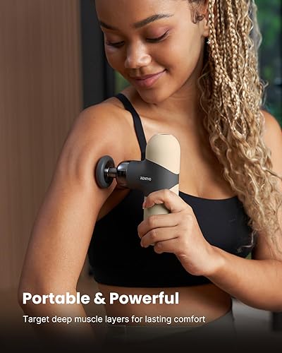 Vista 5 de RENPHO Mini pistola de masaje térmico con calor, masajeador portátil de percusión de tejido profundo, mangas de silicona de color, tamaño de viaje
