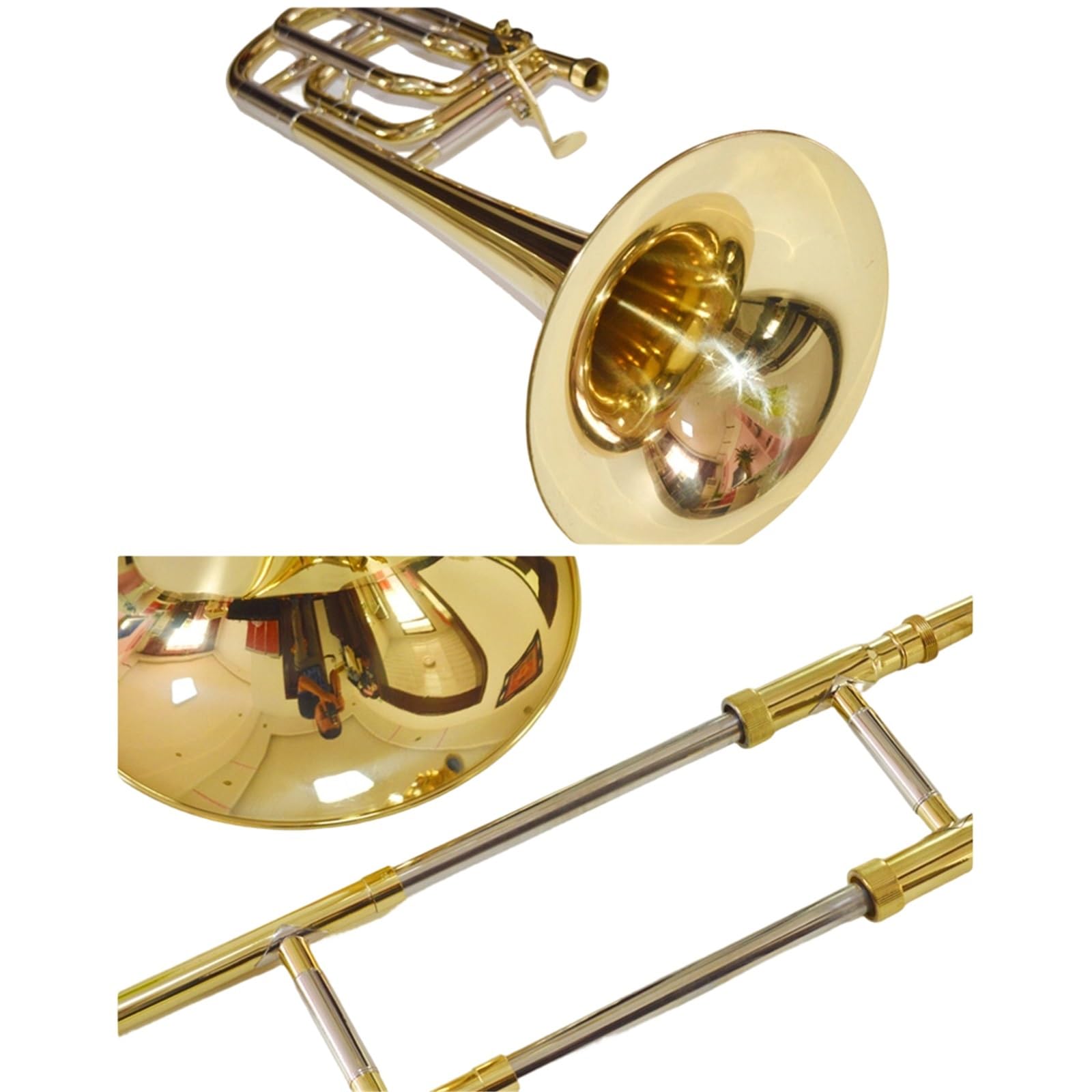 Trombón Profesional Trombón Tenor Bajo Bb F Instrumento De Corredera De Latón Para Principiantes Exámenes Graduados Y Interpretación