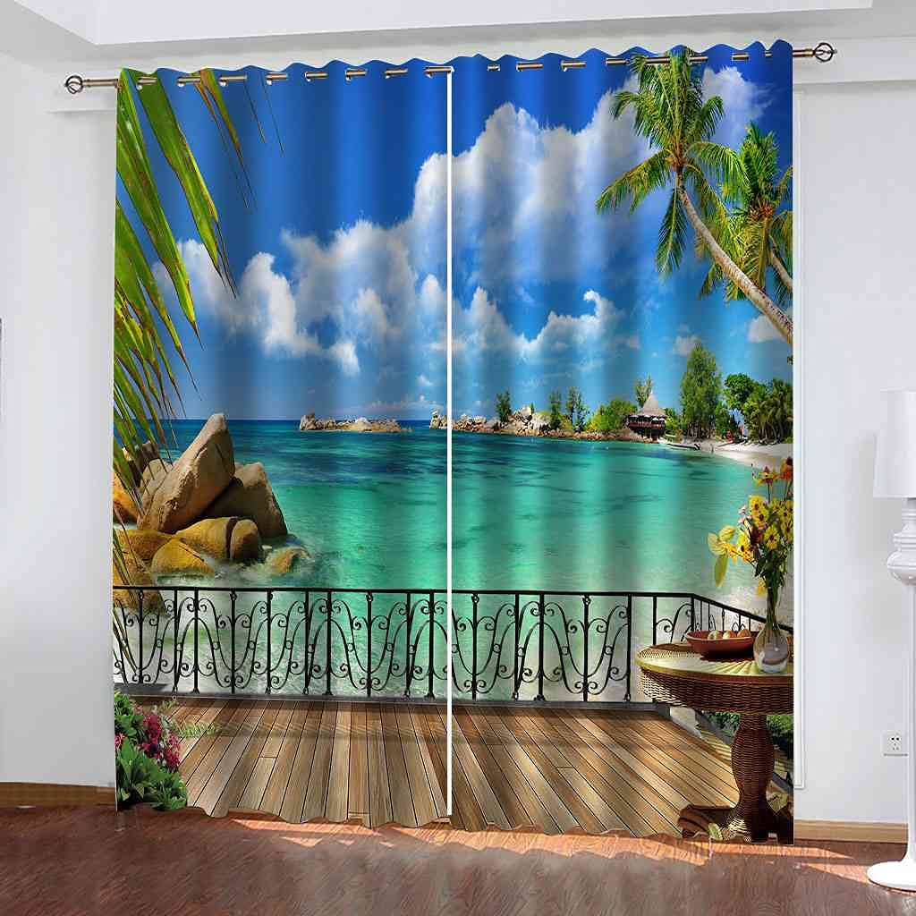 Rideau de salon et chambre d'enfant occultant avec vue sur la mer