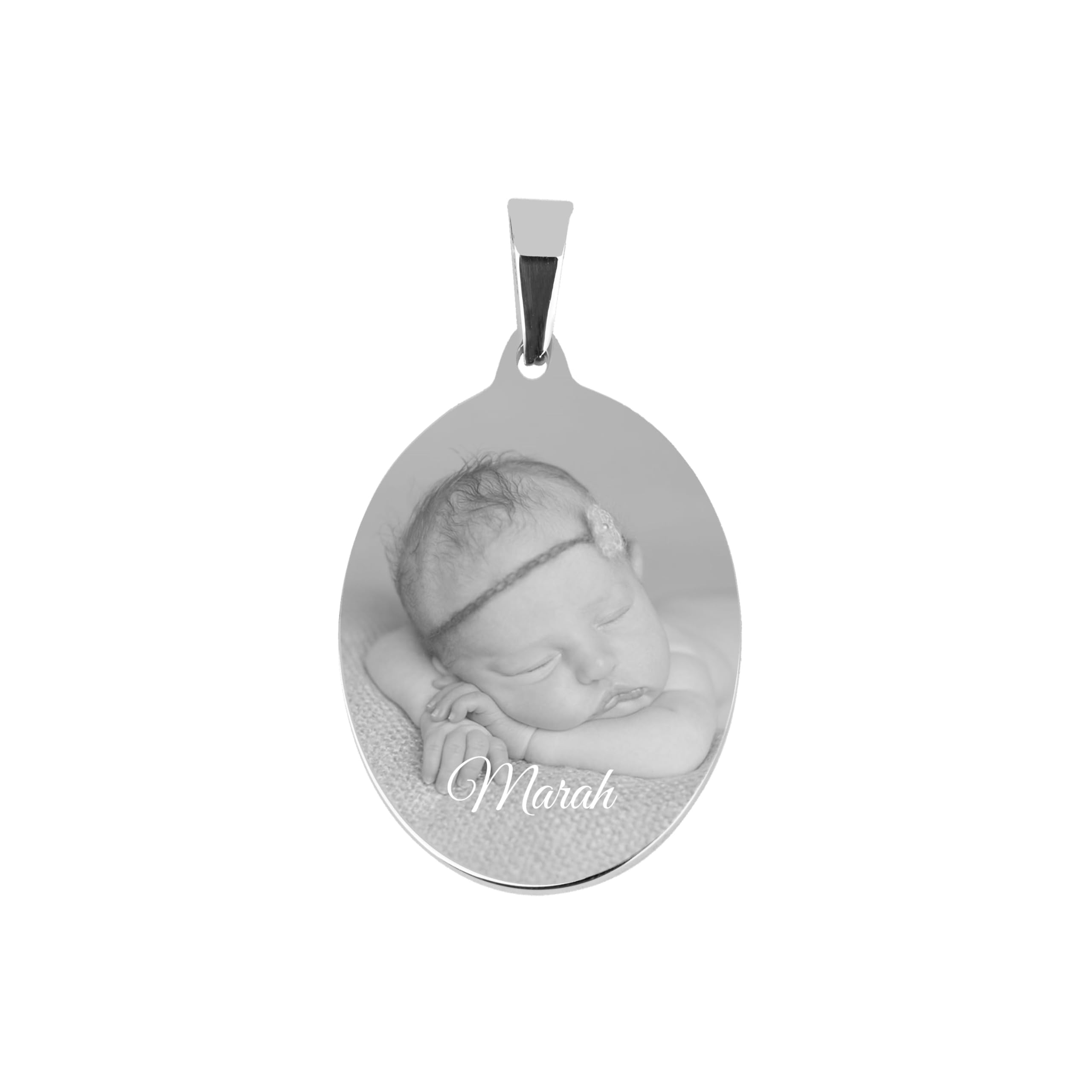 Foto Anhänger oval Edelstahl mit eigener Fotogravur auch mit Kette wählbar/Bildgravur/Gravur