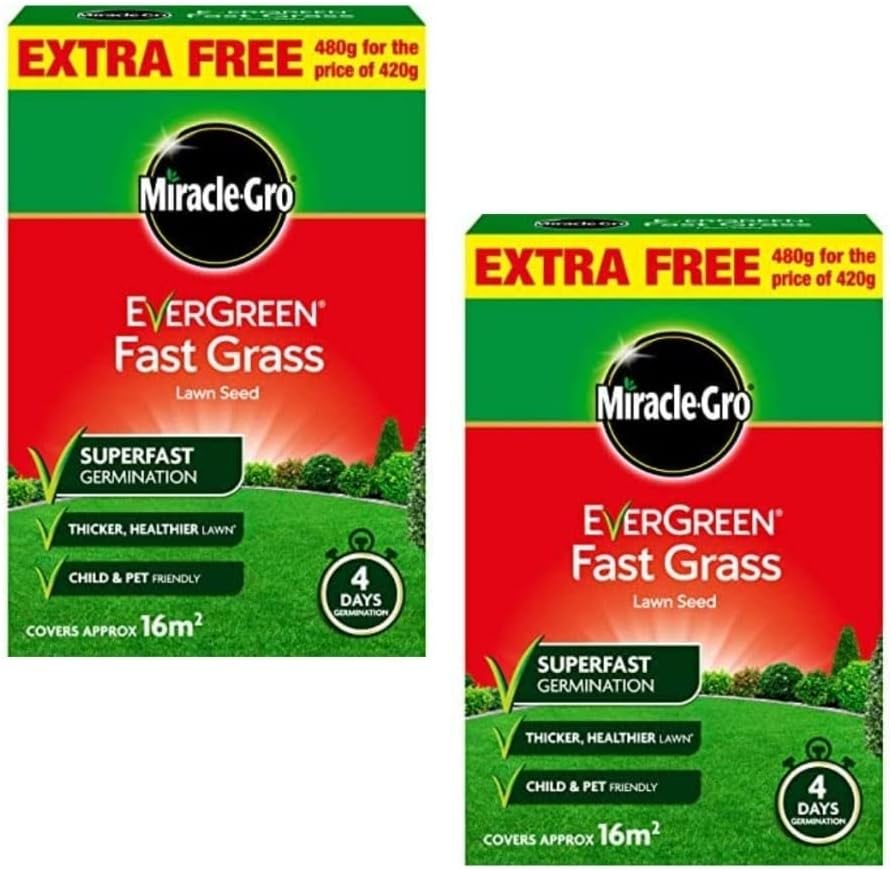 MiracleGro EverGreen Fast Grass Lawn Seed 480g Amazon.co.uk Garden