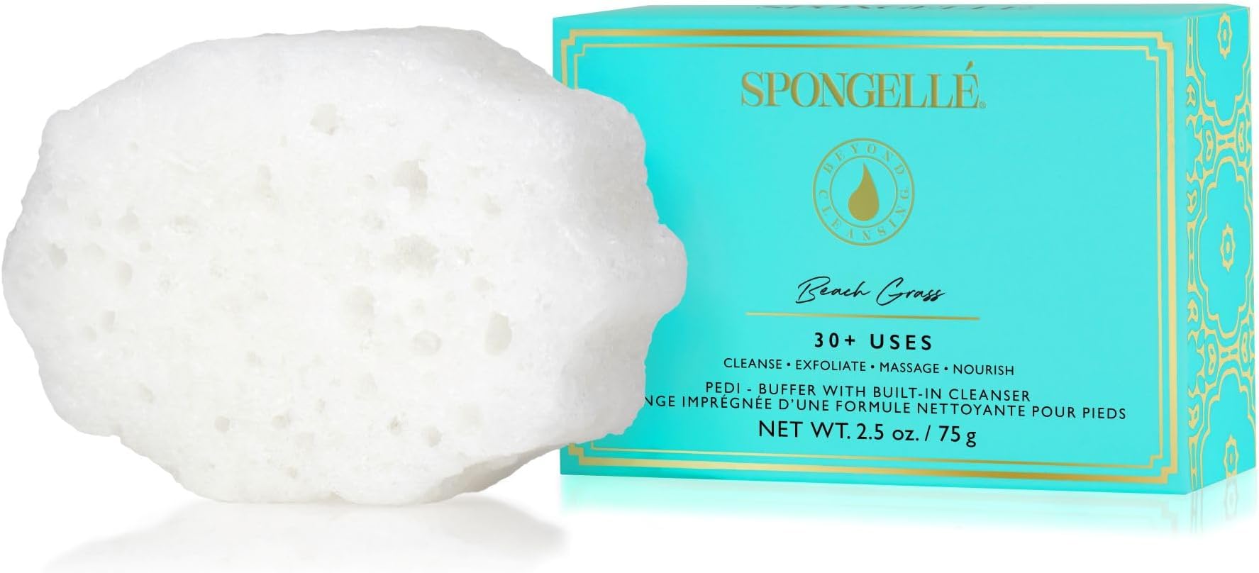 Beach Grass Pedi Buffer Bath Sponge | Exfoliating Foot & Heel Scrub | Cleanse, Exfoliate, and Nourish in One Easy Step | Cruelty-Free, Vegan, Dermatologist-Tested, Made in USA | 30+ uses