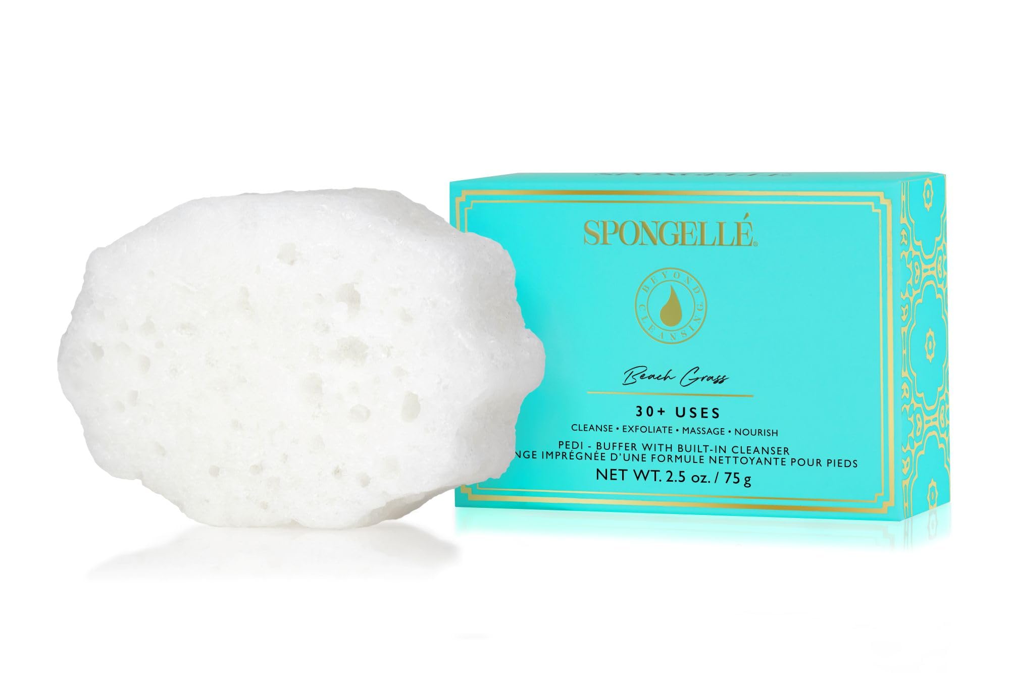 Spongellé Beach Grass Pedi Buffer Bath Sponge | Exfoliating Foot & Heel Scrub | Cleanse, Exfoliate, and Nourish in One Easy Step | Cruelty-Free, Vegan, Dermatologist-Tested, Made in USA | 30+ uses