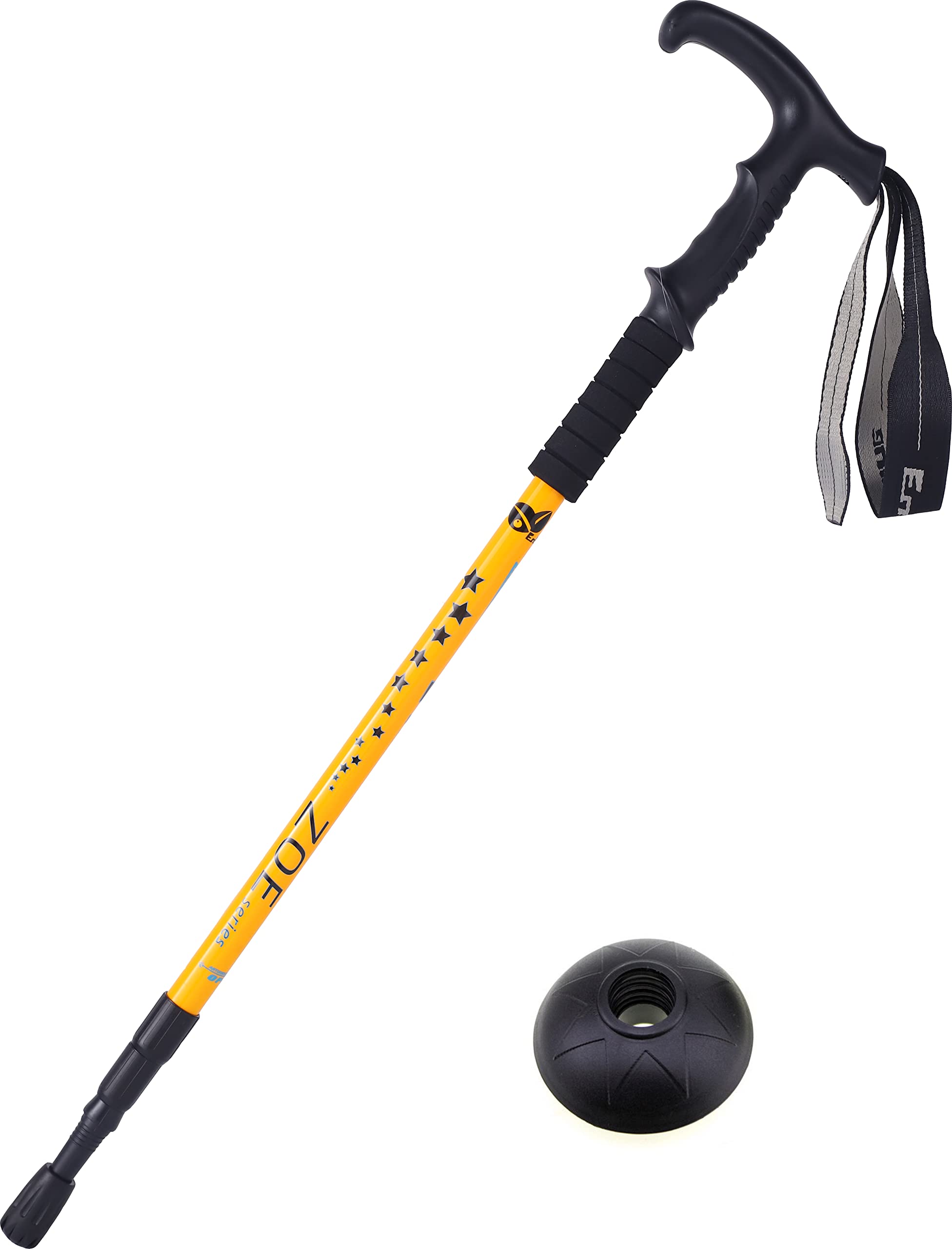 Hikehobby® 65CM to 135CM Antishock With Handle Trekking Walking Hiking Stick Pole (black) (Yellow)