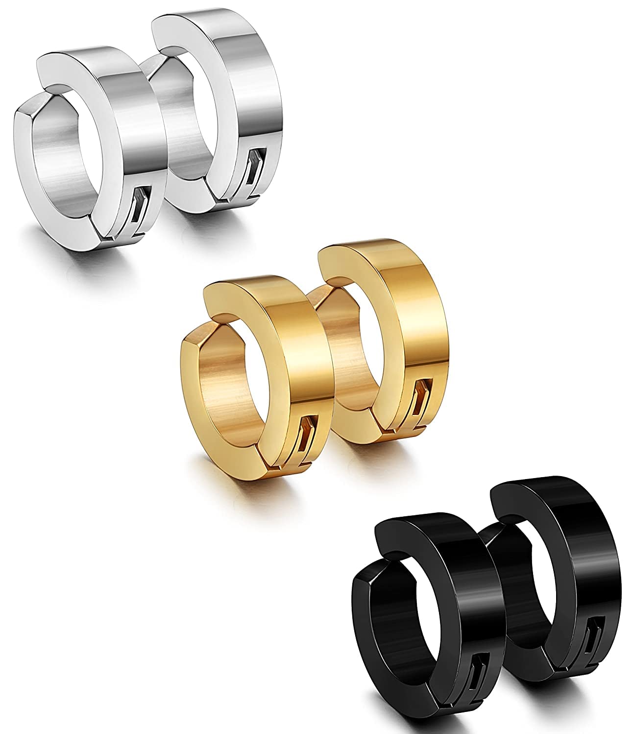 SONI DESIGNS 3-4 Pairs Stainless Steel Mens Womens Clip On Earrings Hoop Huggie Non-Piercing (B0C66GLP4K) Amazon Price History, Amazon Price Tracker