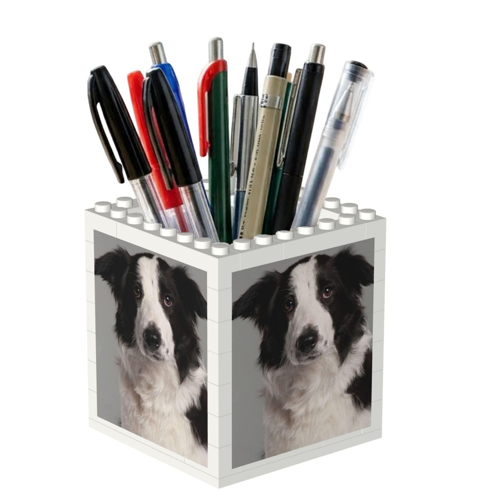 Poadnly Border Collie, Pen Pot Pencil Holder for Office Home School, Compact Desk Organiser for Office Stationery