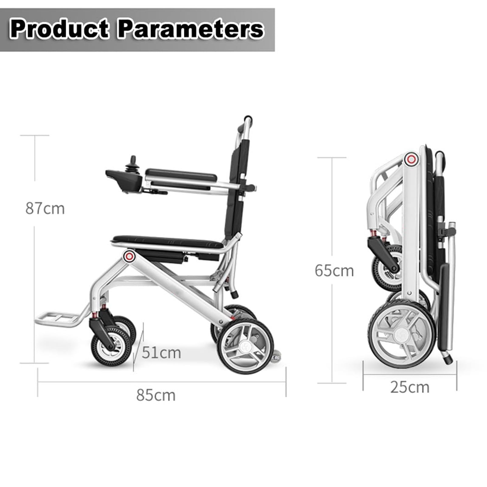 Fauteuil roulant électrique, pliable et portable avec portée de 36 km pour personnes âgées et adultes, idéal pour un usage quotidien en voyage