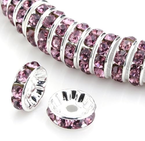 200 piezas de Adabele Grado A de 0.236 in (0.24 pulgadas) de diamantes de imitación Rondelle espaciadores redondos sueltos (púrpura amatista) de