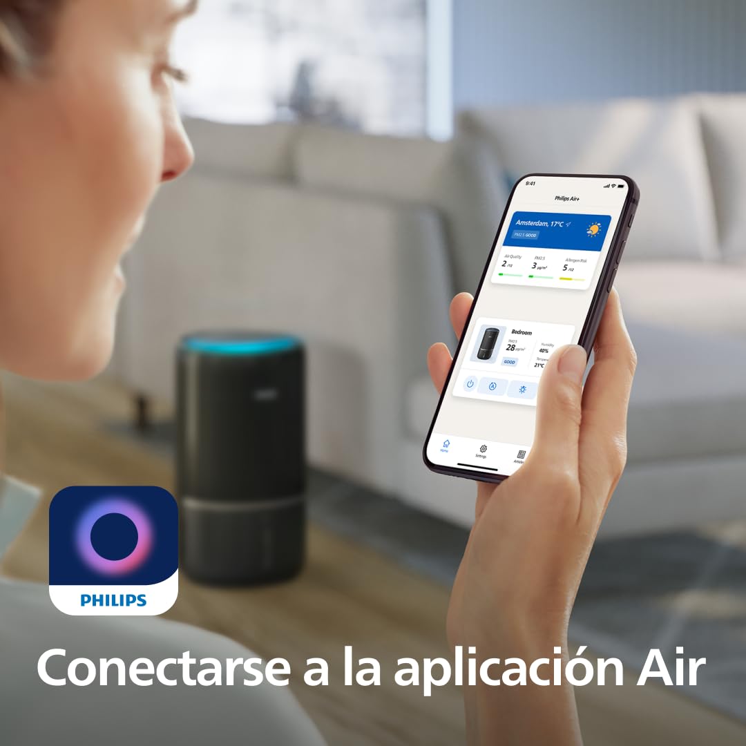 Philips 3400 Series Purificador y humidificador de aire 2 en 1, HEPA NanoProtect + filtro de carbón activo, humidificación higiénica a 650 ml/h, CADR 300 m³/h para 78 m² (AC3421/13)