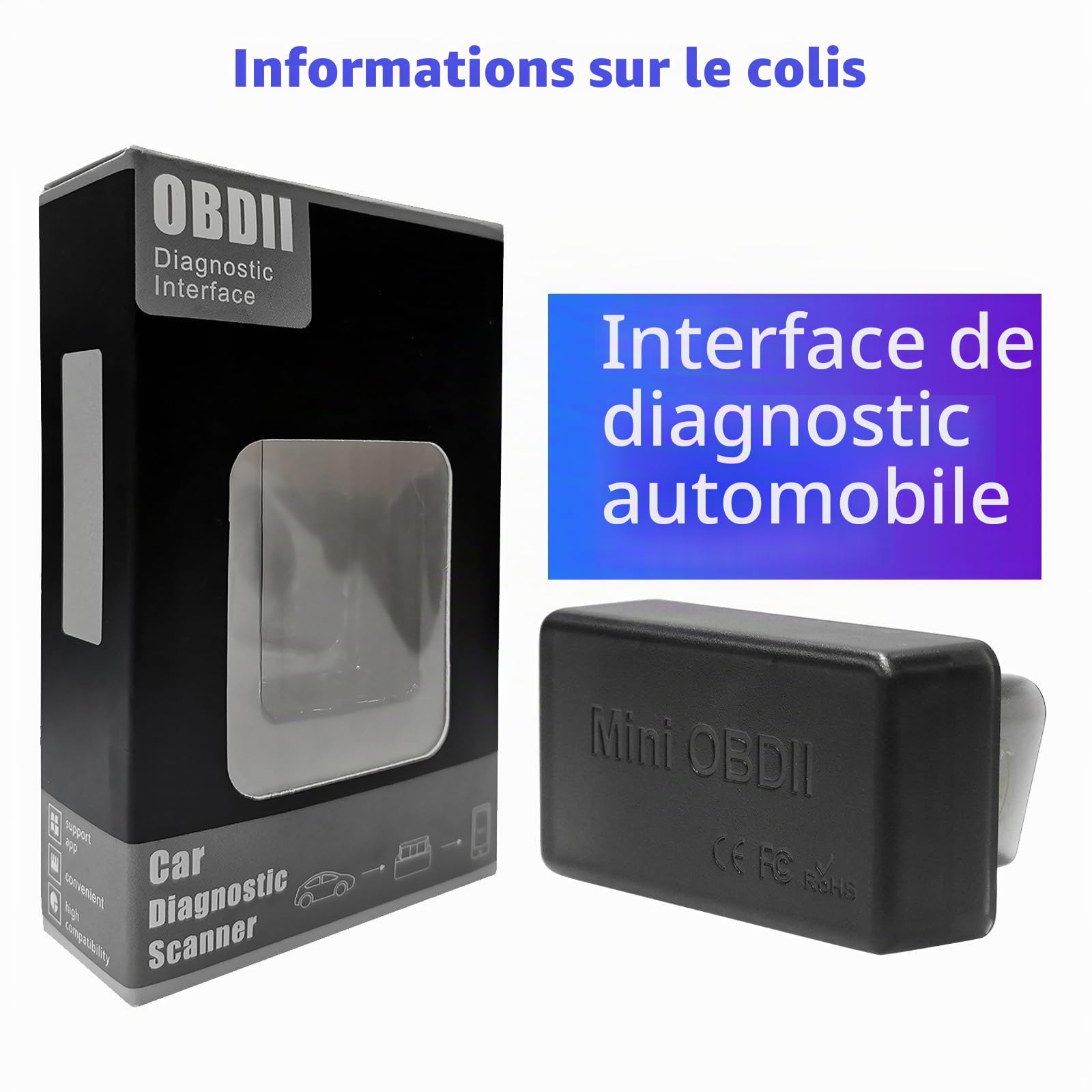 ATOTOZONE AC-4450 Scanner OBDII Bluetooth,Lecteur de Codes Moteur,Témoin de Contrôle Moteur,Compatible avec L'Application Torque,pour Les Séries A5/A6/S8/X10/P9/A7/V10 Incompatible avec Les F7/P5/P8