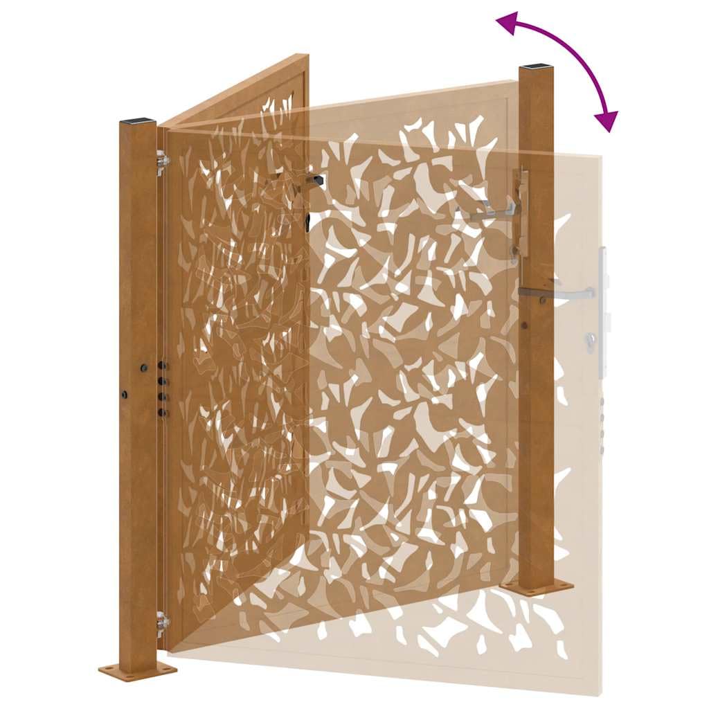 vidaXL Porte Jardin Acier résistant aux intempéries Conception Vague, Porte de clôture, Porte extérieure, Porte en métal, Porte de sécurité
