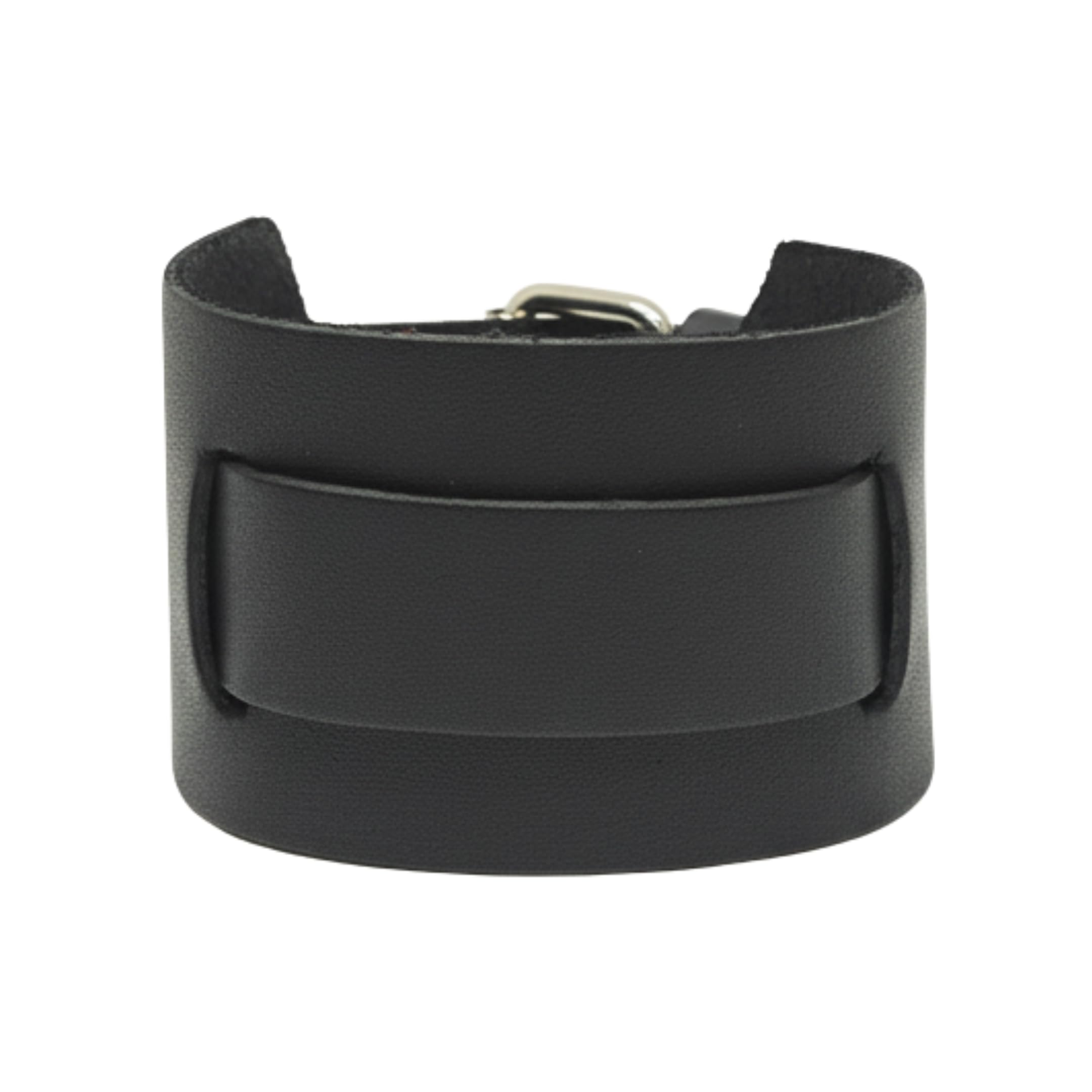 STEALTH EDGE - 50mm Black Genuine Leather Adjustable Bracelet for Men & Boys (10.5 inch)-image-37