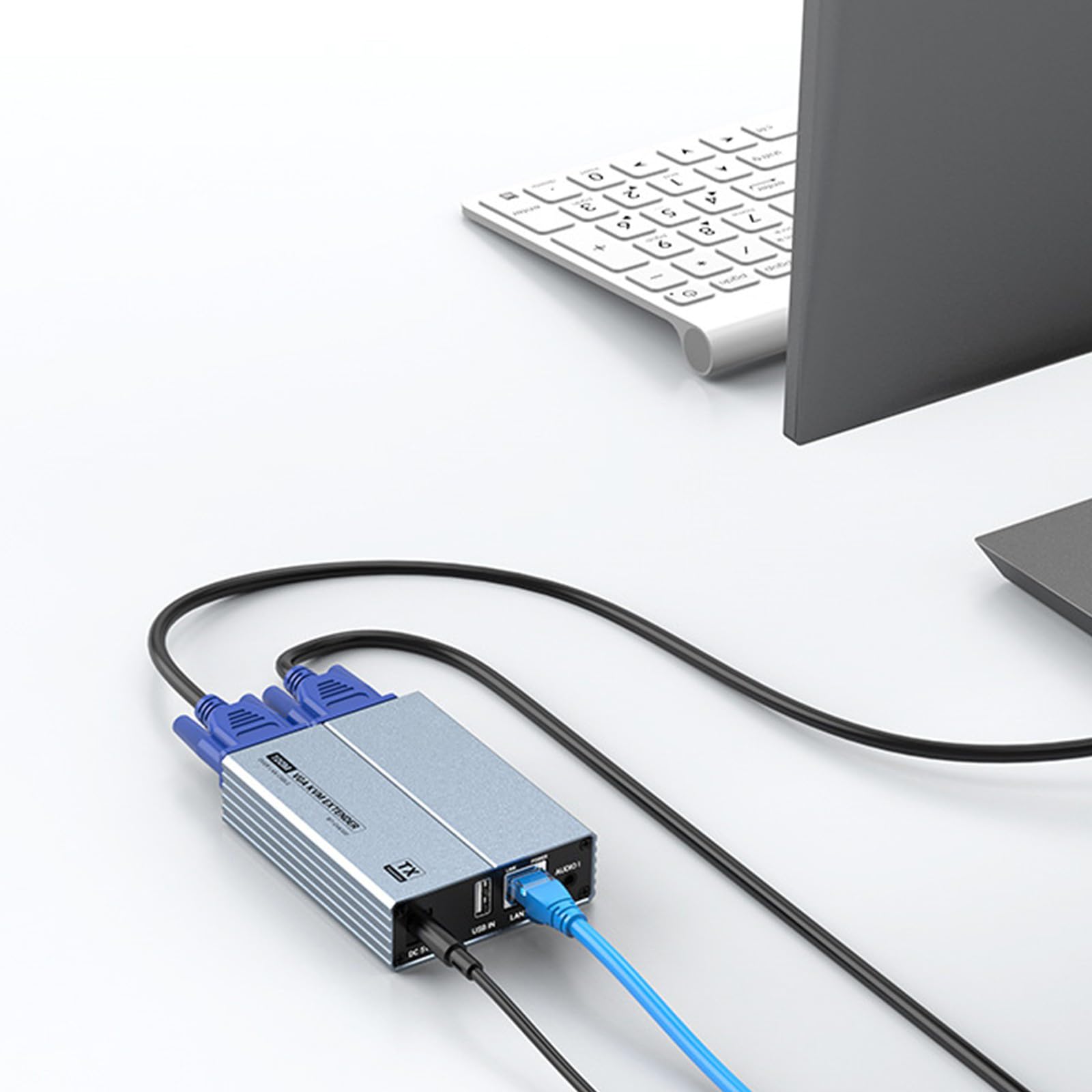 Rallonge VGA permettant une transmission d'affichage de 100 m avec fonctionnalité et synchronisation vidéo du son VGA Local Out