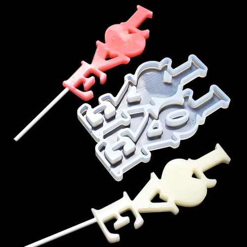 Miniatura 8 de mostsom Moldes de silicona Love para piruletas de chocolate y dulces, molde para fondant de azúcar, paletas, galletas, utensilios para hornear, sin