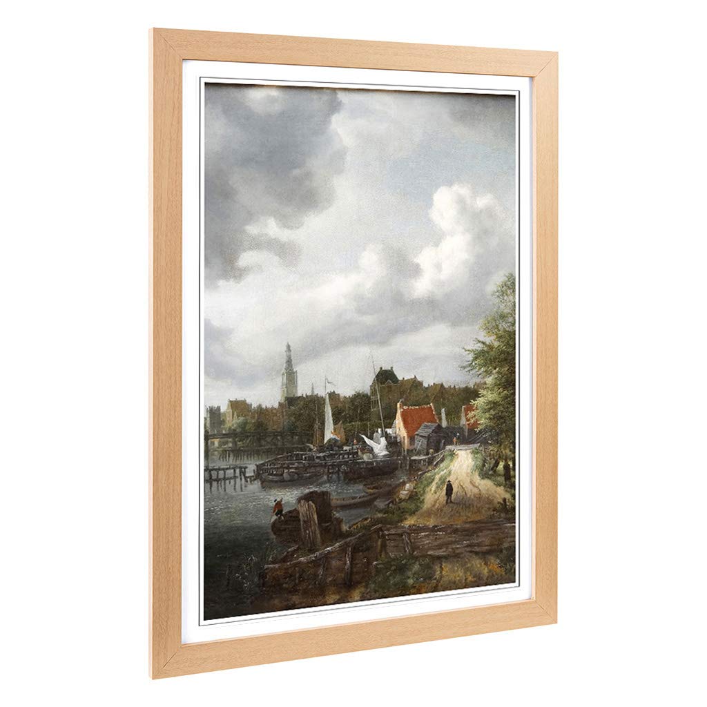 Big Box Art Framed Print of Jacob Ruisdael Amsterdam Landscape Design | Wall Art Picture | Home Decor for Kitchen, Living Room, Bedroom, Hallway, Oak, A2 / 24.5x18 Inch / 62x45cm