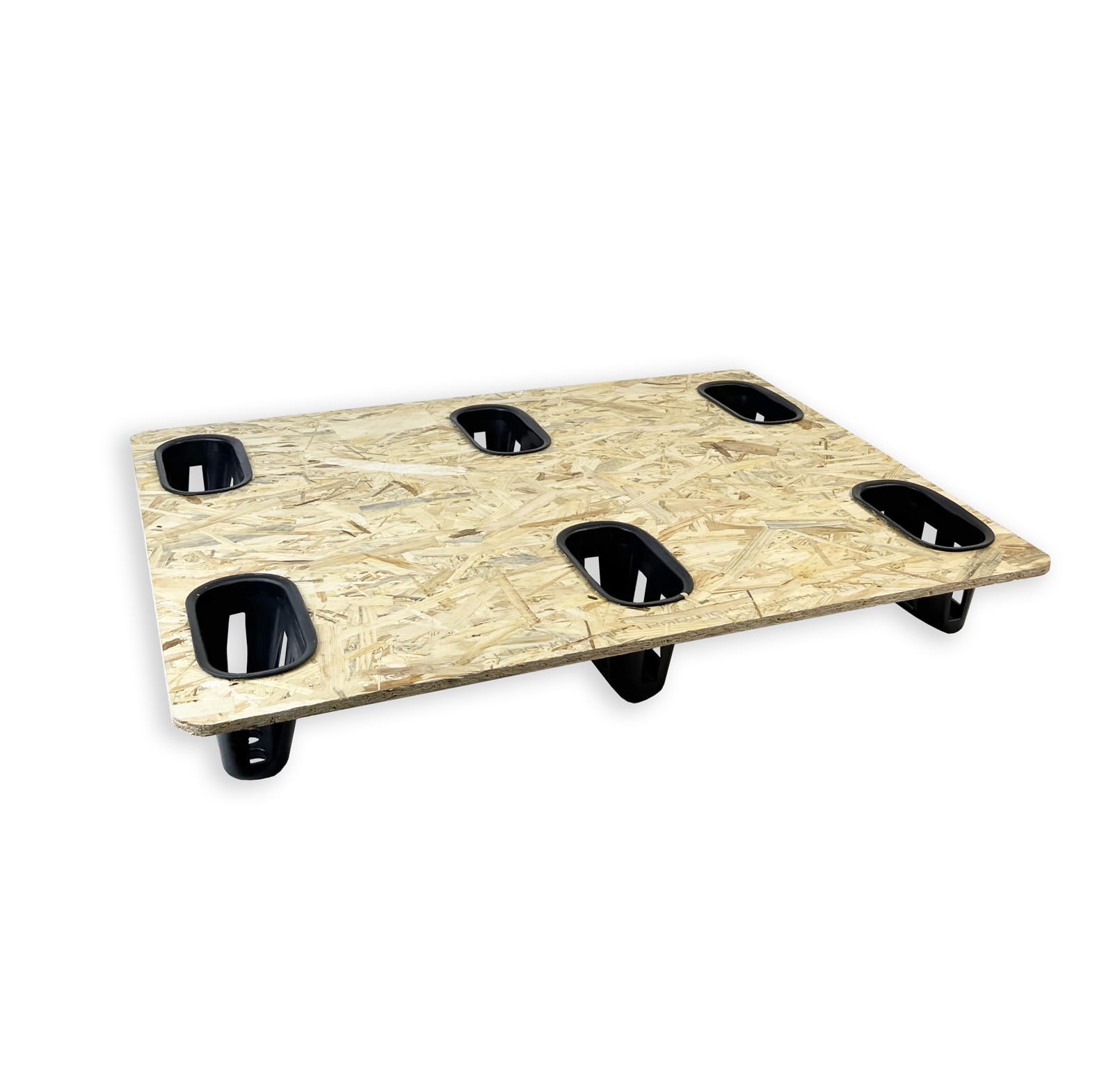 Imballaggi Point - Pallet OSB 60 x 80 cm con 6 Piedi in Plastica, Portata Dinamica 150 KG. Pallet Export Leggero, Esente ISPM15, per Spedizioni Internazionali e Logistica - Set da 3