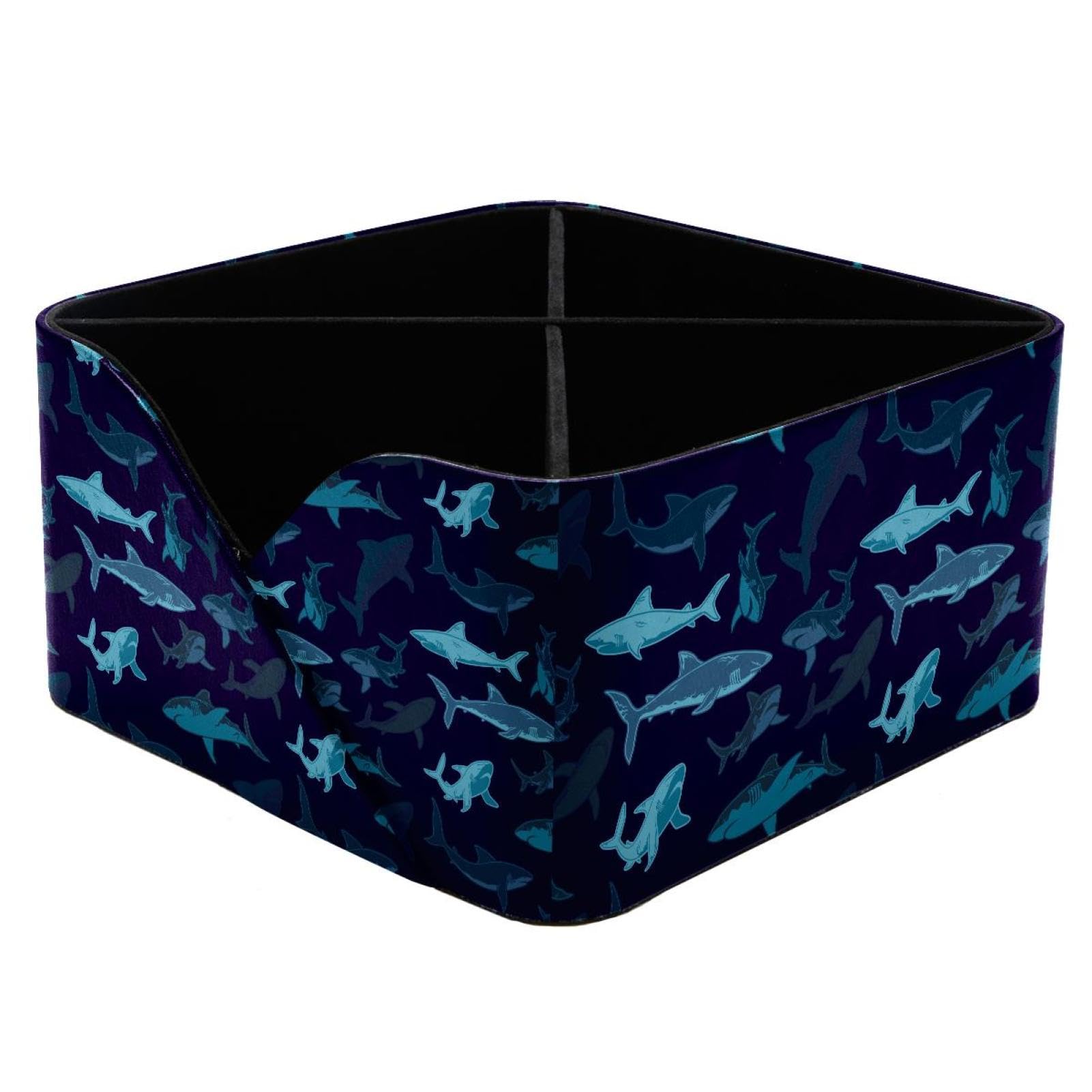 KengjuTesu Sharks Pattern Desktop Organizer Pen Holder, Rectangular Pencil Cup for Office, Study and Makeup Stations