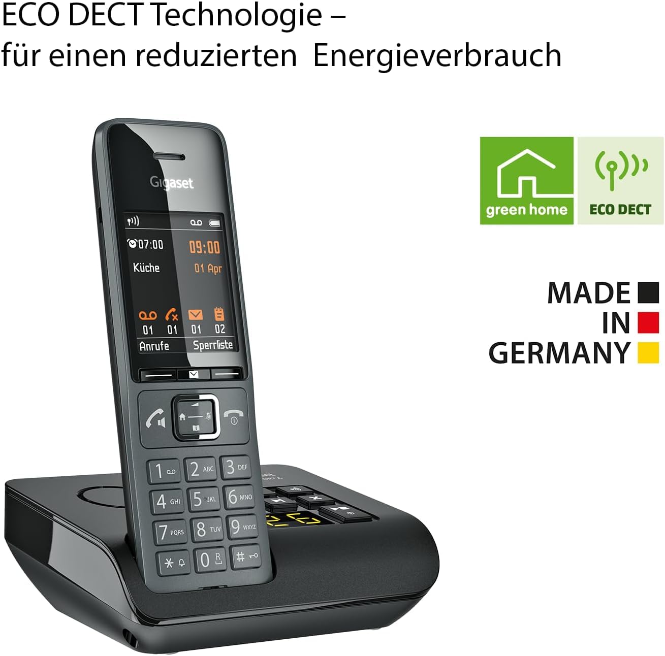 Gigaset Comfort 520A Duo 2 Schnurlose DECT-Telefone mit Anrufbeantworter Freisprechfunktion Anrufschutz Adressbuch 200 Kontakten titan-schwarz Deutsche Version