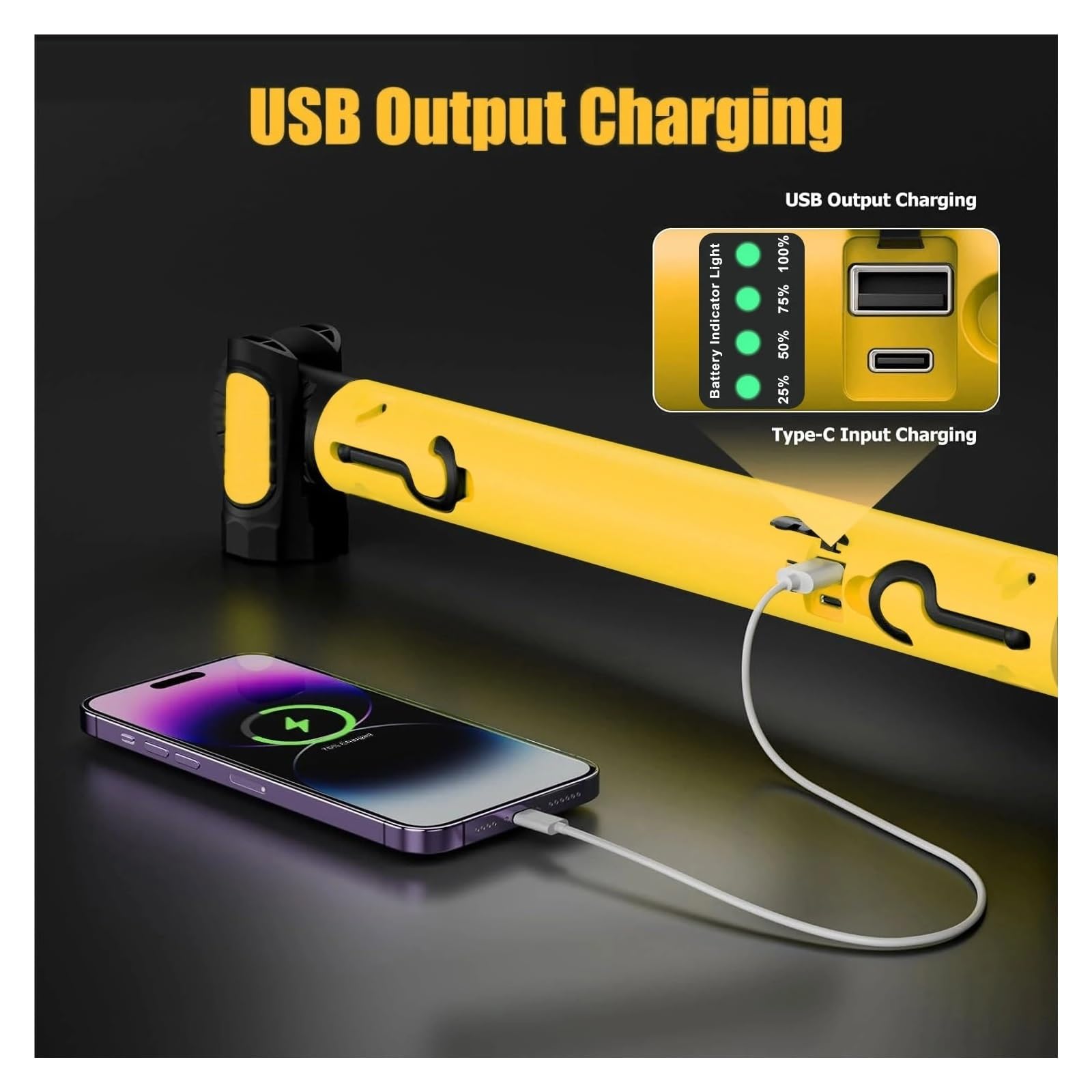 Luz De Trabajo Magnética Superbrillante, Batería Recargable Integrada 5200mAh, Lámpara Debajo del Capó, Barra For Reparación Automóviles, Iluminación Exterior IluminacióN Brillante