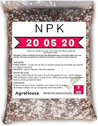 Adubo 20 05 20 Pacote 3kg para Plantas, Flores, Frutas, Coqueiros