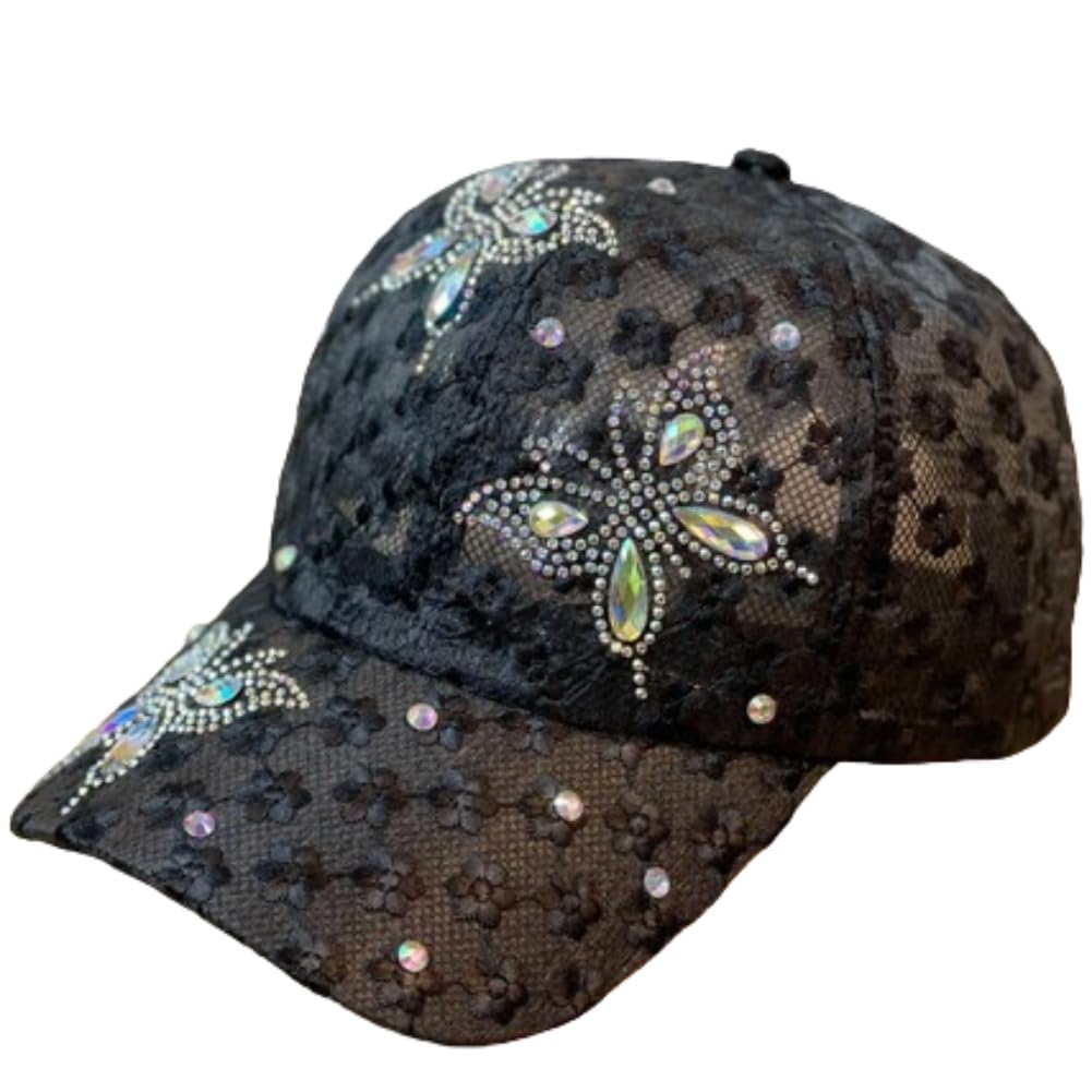 Women's Bling Rhinestone Butterfly Baseball Cap Adjustable Hip Hop Hat Outdoor Casual Trendy Sun hat