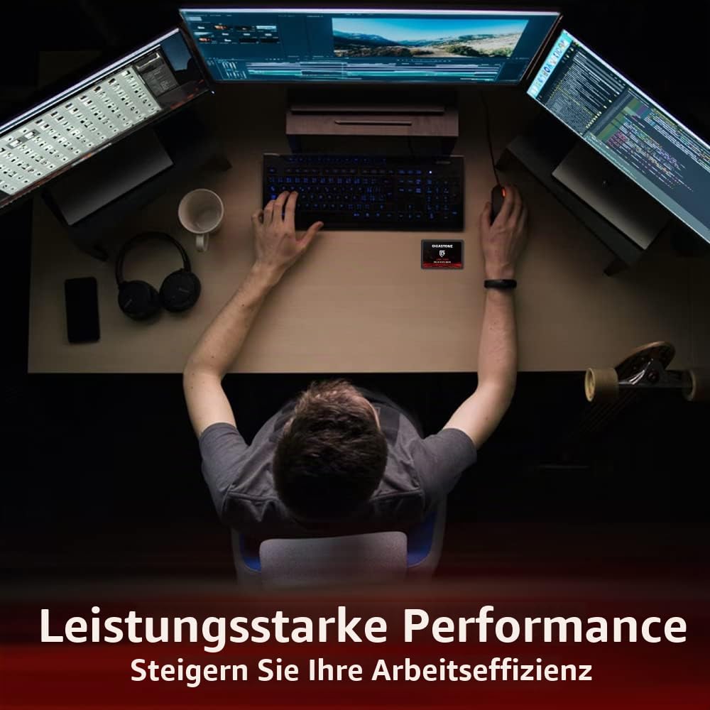 Gigastone SATA SSD 256GB (3er Pack) 2,5 Zoll 3D NAND Bis zu 520MB/s interne SSD SATA III SSD Festplatte Kompatibel mit Laptop und PC Desktop Festkörper-Laufwerk 2,5" SLC Cache Performance