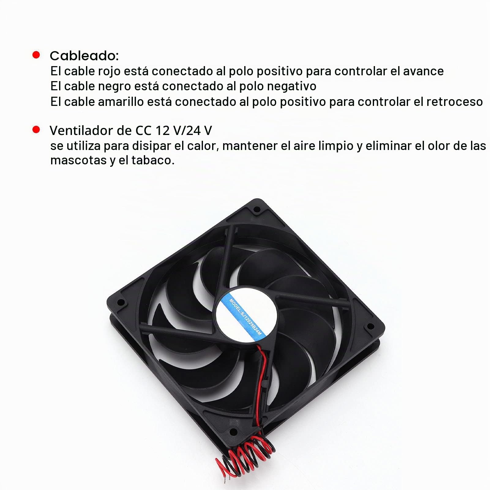 Extractor de Aire, Ventilador de Ventilación de Aire de 4,7x4,7 Pulgadas, 12V/24V, Ventilador de Escape de Refrigeración, Rotación Inversa hacia Adelante, ABS para RV Campers Yacht(12V)