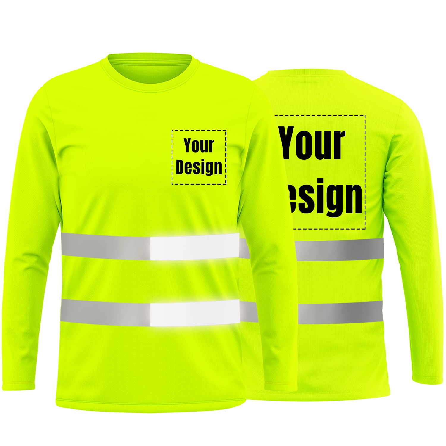 High Visibility Reflective Safety T-Shirts Custom Logo Hi Vis Long Sleeve Shirt