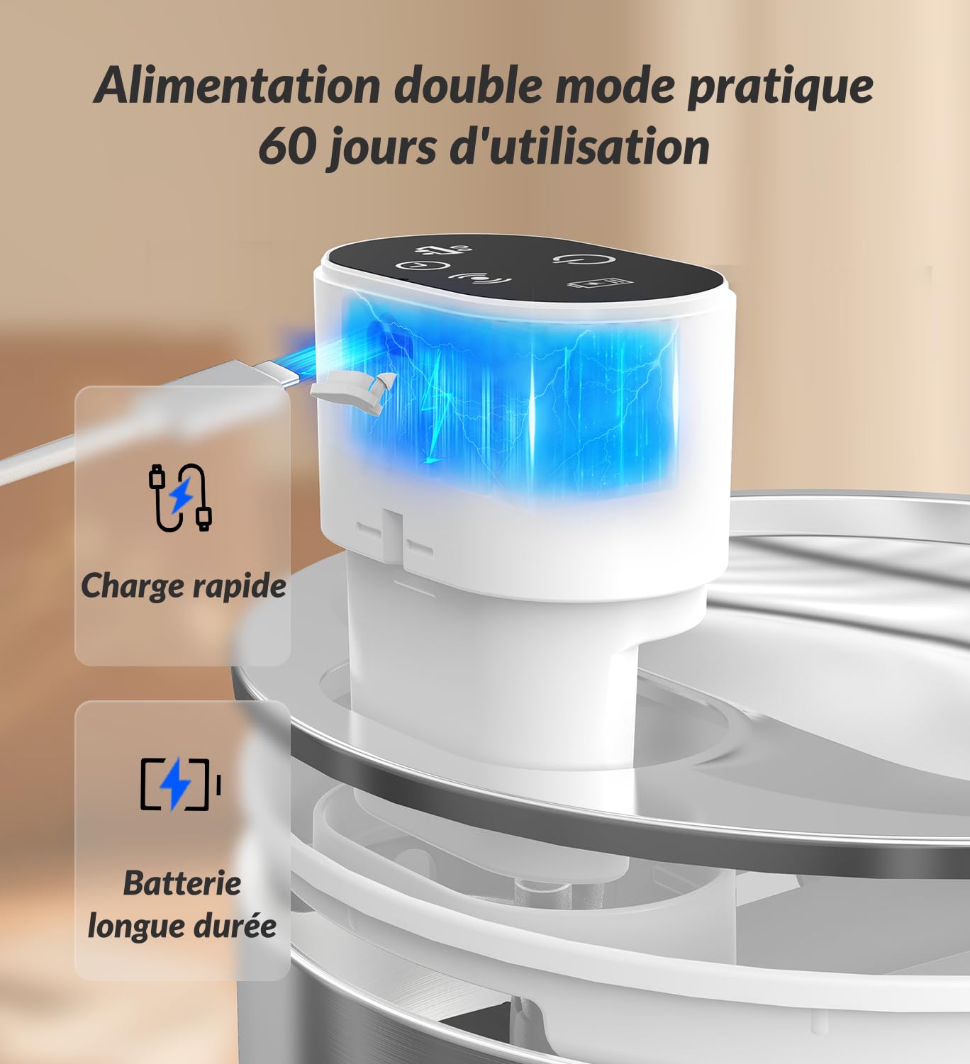 Apetdola FS40Pro Fontaine à Eau pour Chat, Fontaine à Eau pour Chat sans Fil Équipé d'une Batterie de 5000 mAh, 135fl-oz/4L ontaine a Eau pour Fontaine pour Chat