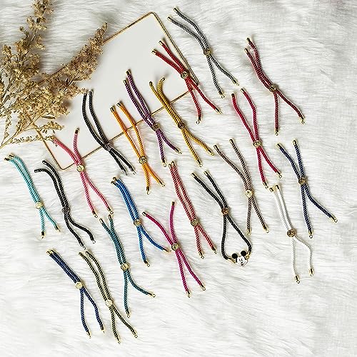Image of Satra Traders Adjustable Nylon Slider Bracelet Twisted Cord with Brass Findings | Size : 23cm | Qty : 5pcs | Grey