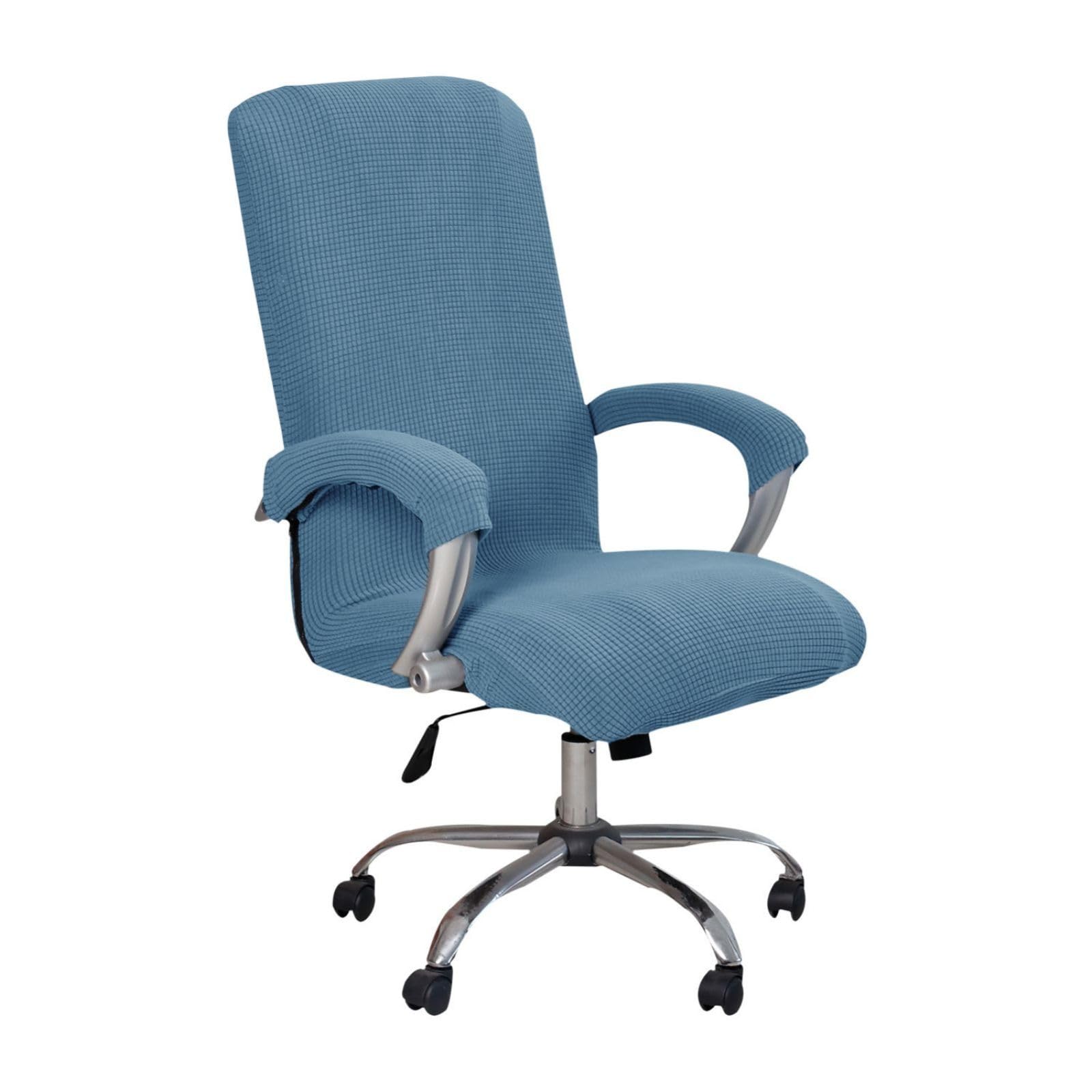 Office Chair Cover Stretchable XL Furniture Protector Removable Blue Chair Slipcover Computer Desk Chair Slipcover Armchair Covers Durable Chair Protector for Home & Office