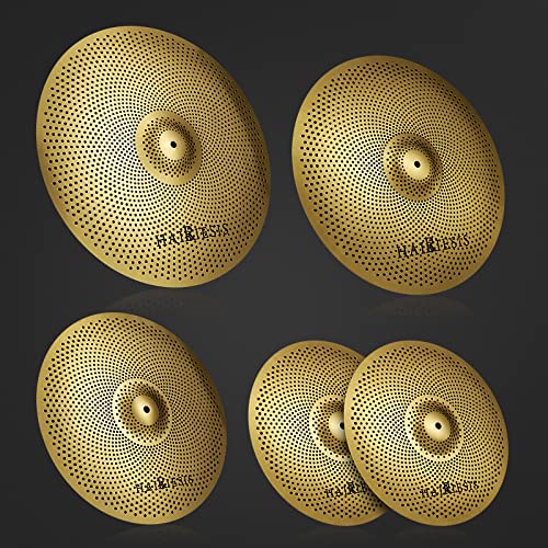 Silent Low Volume Cymbal Set 70%-80% Cymbal Set 14'Hi-Hat+16"Crash+18'Crash+20"Ride 5 Pieces Of Golden Drummer Practice Cymbals #TOP5