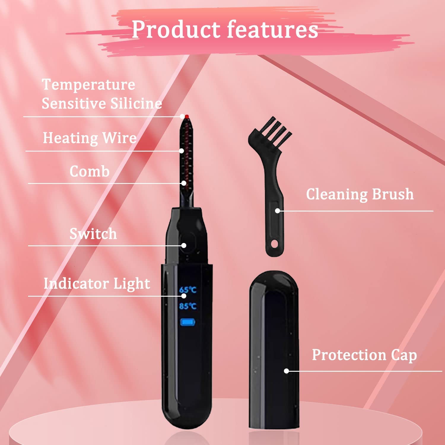 TECNOVIQ Heated Eyelash Curler, Rechargeable Lash Styler with 2 Heat Settings, Quick 24H Long-Lasting Curl, Portable Makeup Tool 4