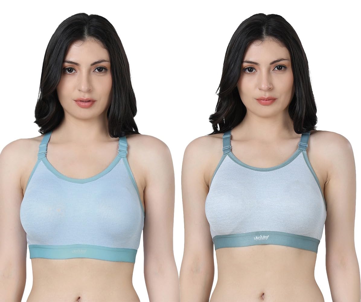 ladyland Women's Cotton Blend Non-Padded Wirefree Comfortable Bra Combo-picture-26