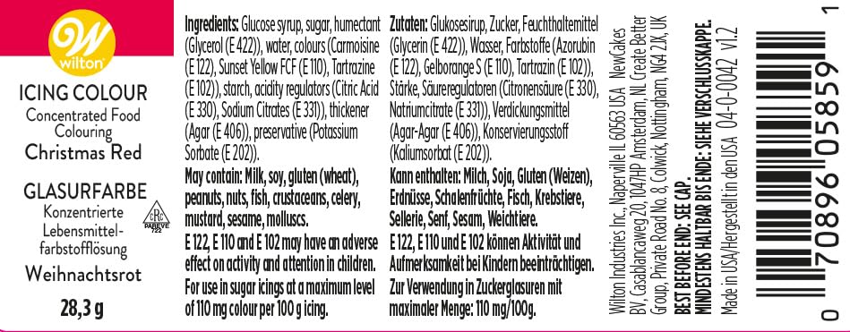 Wilton Christmas Red Gel Icing Colour, 28.3 g 04-0-0042
