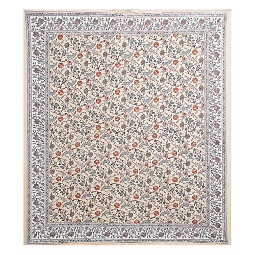 Image of Living Roots Jaipuri Hand Block Print Double Cotton Bedsheet & 2 Pillow Covers, for Mattress Upto 8 inches Thick, No Colour Bleeding, Orange Colour, Super King Size 96 * 104 inches, 150TC (574-A)