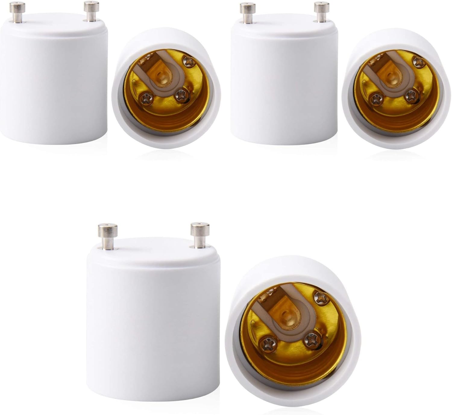 6 Pack JACKYLED GU24 to E26 Adapter, Up to 392℉ Heat Resistant Converts GU24 Bi-Pin Based Fixture to E26 E27 Standard Screw-in Socket Adapter