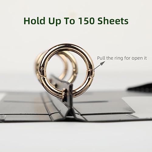 Miniatura 4 de LETVPVOW Carpeta portátil de 3 anillas, carpeta de presentación, práctica carpeta con lomo texturizado elástico, cubierta frontal personalizada + 2