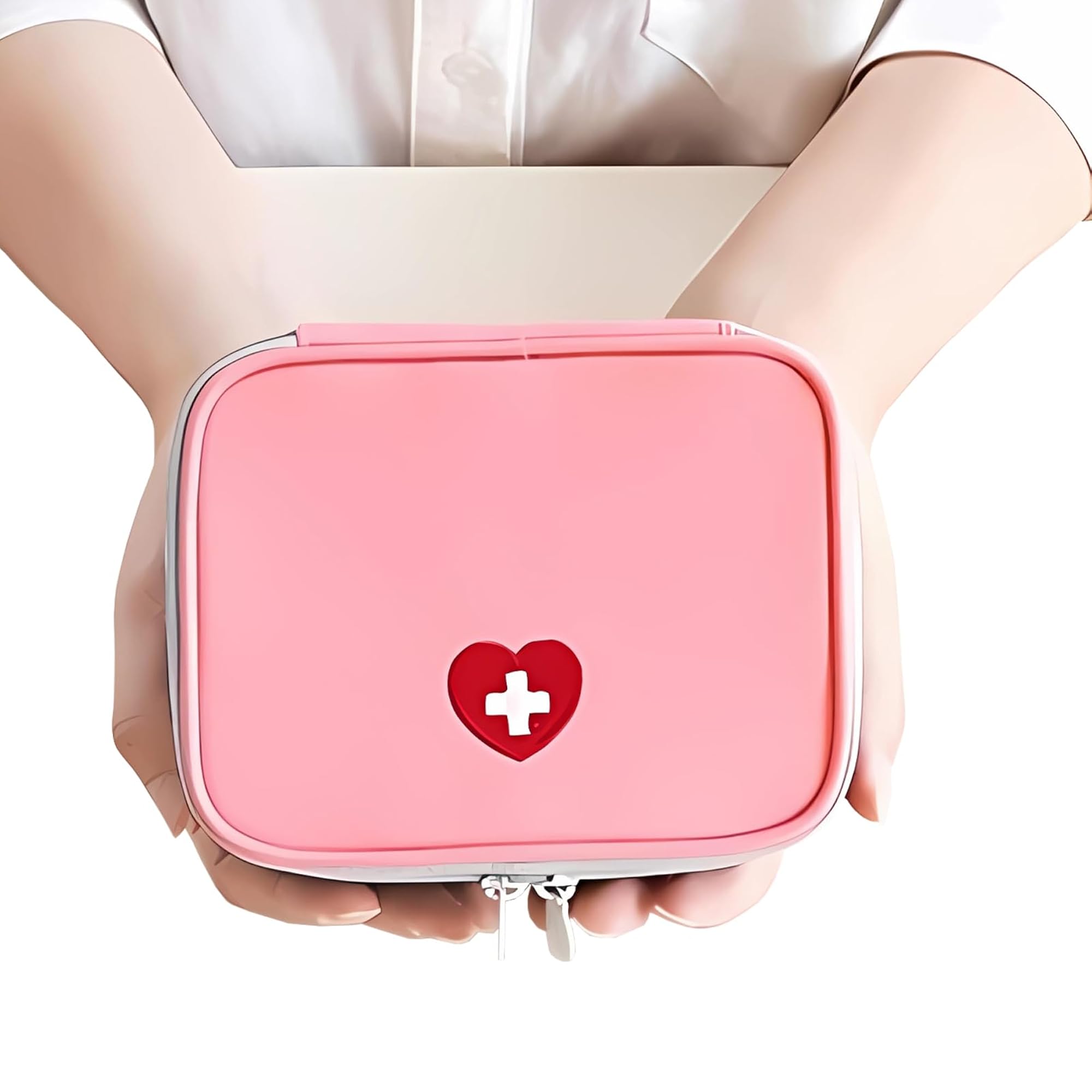 Portable Empty First Aid Bag Mini Medicine Pouch for Travel, Red