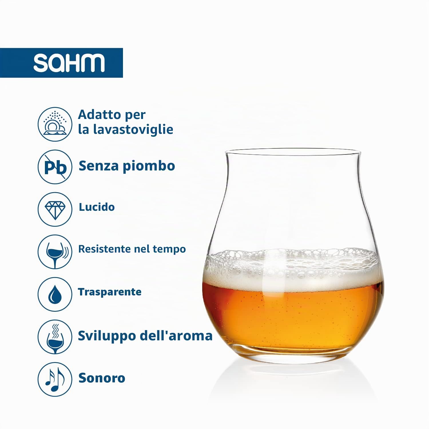 Sahm Set bicchieri grappa - Bicchieri da grappa con stelo da 140 ml - Bicchierini amaro trasparenti ed eleganti - Set 6 bicchieri grappa particolari